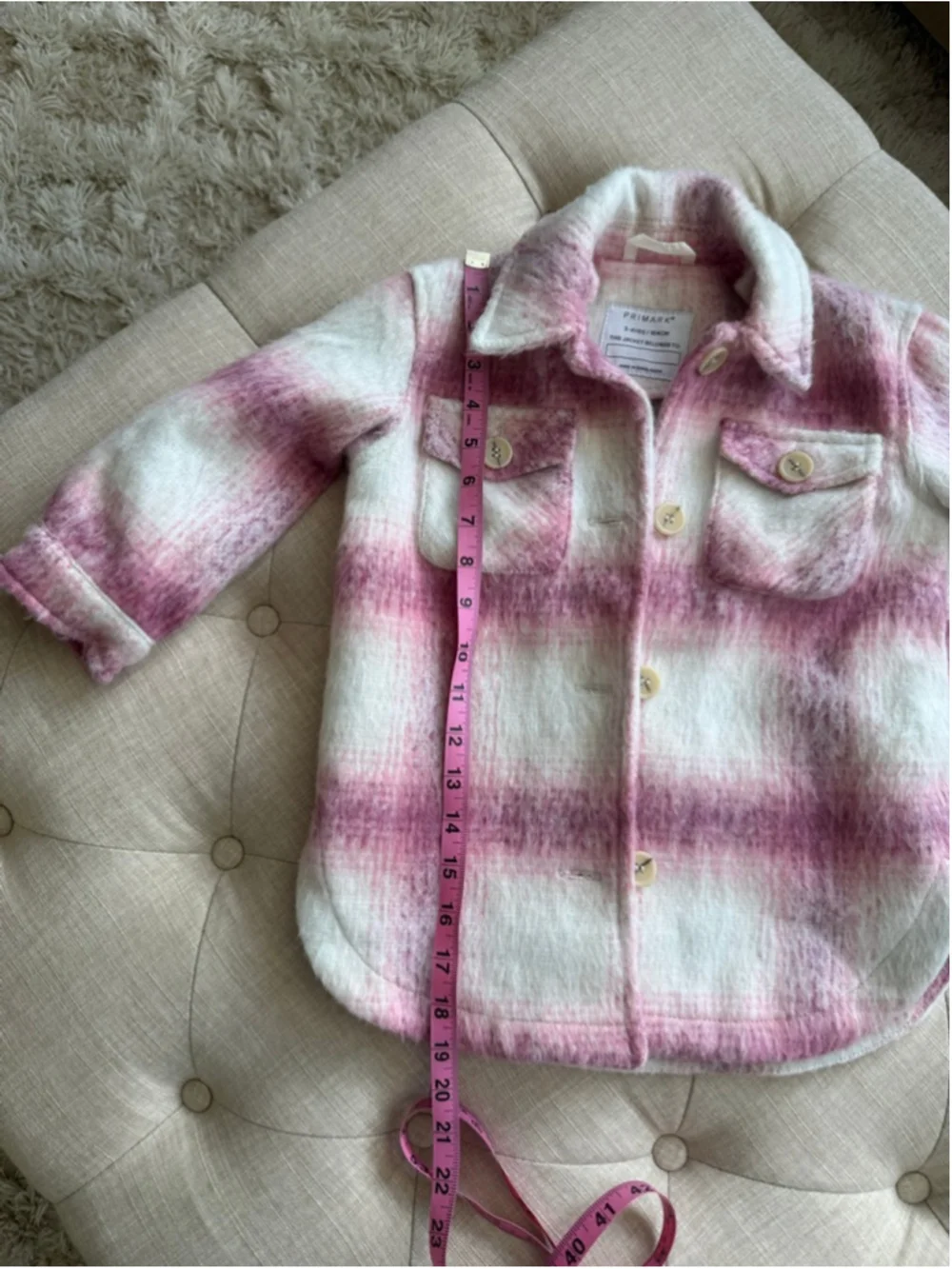 Girls Primark Plaid Shacket 3T Pink White